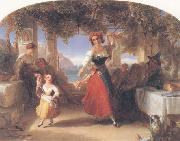 Thomas Uwins A Italian Mother Teaching her child the Tarantella Sweden oil painting artist